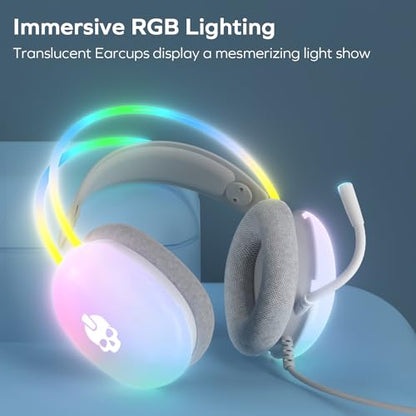 GAME PUNK Nova Light RGB Gaming Headset with Mic – Wired Over-Ear Headphones for PC, Xbox Series X/S, PS5/PS4, Nintendo Switch – USB-A & 3.5mm, Passive Noise Cancelling