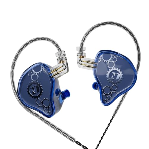 CCA ND Venus in Ear Monitor Headphones, 10mm Double Magnetic Dynamic Driver IEM Earphones, HiFi Wired Gaming Earbuds, 2 Pin Detachable Cable (Without Mic, Blue, 3.5mm Plug) - color: Blue, size: Without Mic, 3.5 mm