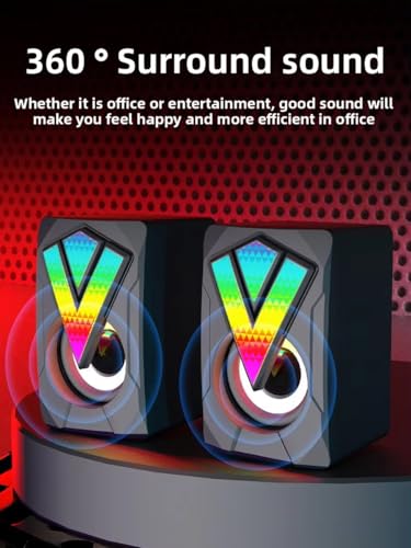 2 Piece Set Computer Subwoofer, Computer Speakers for Desktop Pc, USB-Powered with Volume Control for Desktop or Laptop PC, Compact Size, Headphone Jack, Portable, Plug-N-Play
