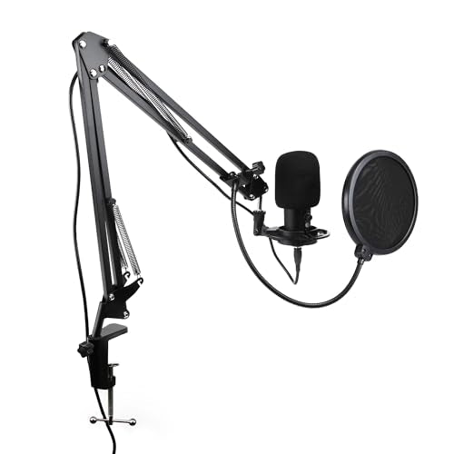 Emerson EAM-9051 USB Gaming & Streaming Condenser Microphone with Pop Filter, Shock Mount, Cardioid Pickup Pattern, and Plug-and-Play Setup – Perfect for Gamers, Streamers, and Podcasters