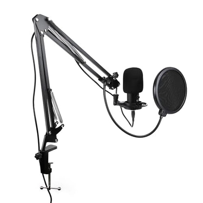 Emerson EAM-9051 USB Gaming & Streaming Condenser Microphone with Pop Filter, Shock Mount, Cardioid Pickup Pattern, and Plug-and-Play Setup – Perfect for Gamers, Streamers, and Podcasters