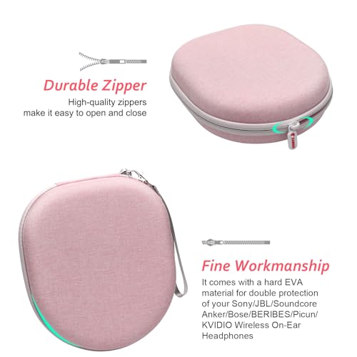 Headphone Headset Case Compatible with JBL Tune 510BT/Soundcore by Anker Life Q20 Q30/BERIBES/KVIDIO/Sony Wireless On-Ear Headphones, Pink - color: Pink