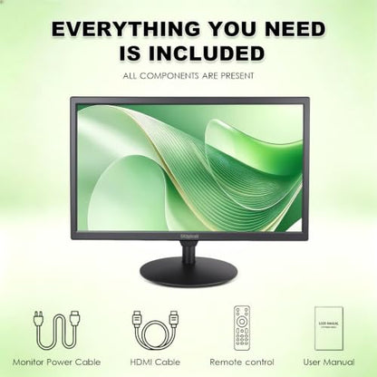 SKitphrati 15.6 Inch Small Computer PC Monitor, 1366x768 Video Screen with HDMI VGA BNC Ports, VESA Mounting, NVR/DVR for Home Office, Built-in Speakers - color: Black
