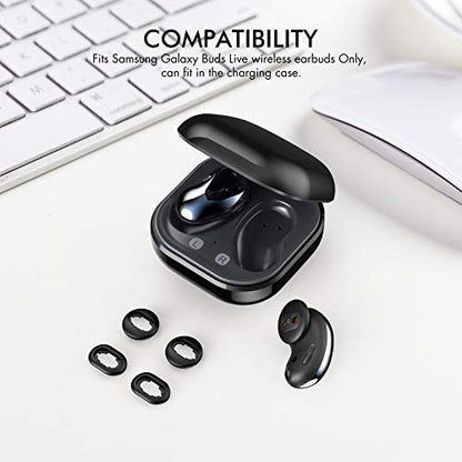 AhaStyle Galaxy Buds Live Ear Tips 6 Pairs Silicone Earbuds - color: Black for Galaxy Buds Live