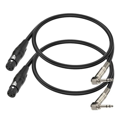 Right Angle 6.35mm TRS to XLR Female，（1.5FT 2Pack） Right Angle 1/4" TRS to XLR 3Pin Female,for Speakers, Stage, DJ and More - style: Right Angle 6.35mm TRS to XLR Female