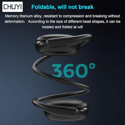 CHUYI Wireless Earphone Over Ear Wireless Bluetooth Headphones Behind The Head, Foldable Wireless Stereo Wrap Around Head Headset On-Ear Earphones for Workout Office Walking, 23Hrs Music Time (Black)