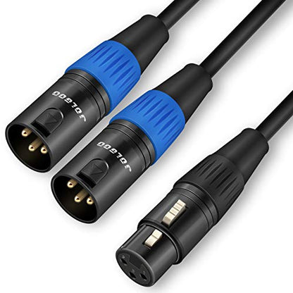 JOLGOO XLR Splitter - Female to Dual Male Y Cable, 5 Feet - size: 5 Feet, style: XLR Female to Dual XLR Male