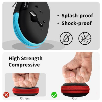 2 Pack Oval Earbud Case Storage Bag with Carabiner, Blue/Red - color: B3-oval blue+red