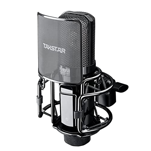TAKSTAR PC-K850 XLR Studio Microphone with 34mm Gold-Plated Diaphragm | 34mm Gold-Plated Diaphragm, Ultra-Low Noise ≤20 dB, 130dB SPL, 30Hz-20KHz Response, 48V Phantom Power Required