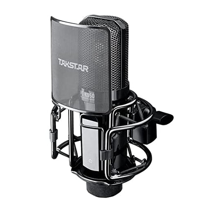 TAKSTAR PC-K850 XLR Studio Microphone with 34mm Gold-Plated Diaphragm | 34mm Gold-Plated Diaphragm, Ultra-Low Noise ≤20 dB, 130dB SPL, 30Hz-20KHz Response, 48V Phantom Power Required