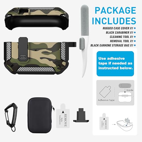 for AirPods Pro 1st/2nd Case with Magnetic Lock, Magsafe Ready, Camo Jungle - color: Camo Jungle, size: AirPods Pro 2 Case 2022