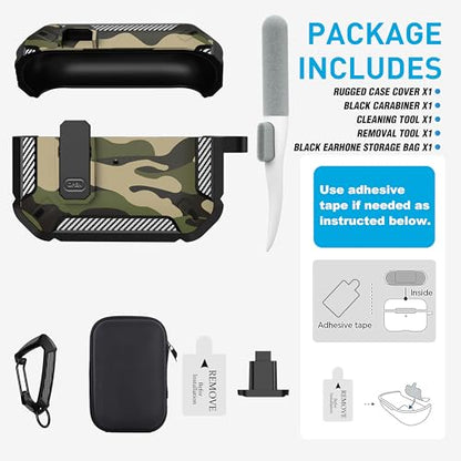 for AirPods Pro 1st/2nd Case with Magnetic Lock, Magsafe Ready, Camo Jungle - color: Camo Jungle, size: AirPods Pro 2 Case 2022