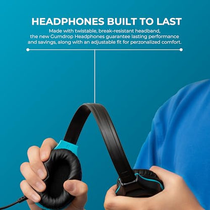 Gumdrop DropTech On-Ear Wired Headphones w/Mic | USB A - Long Tangle Free Chew-Proof Cord - Rugged Reliable Drop Tested and Comfortable for Kids K-12 Students Classroom and School Use - size: USB-A with Mic