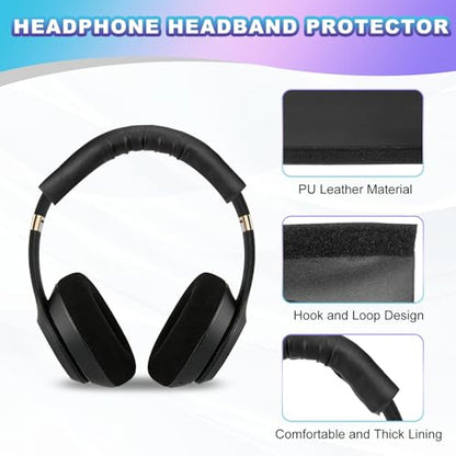 4 Pcs Replacement Headphone Headband Cover(Fits 1.8 Inch) - Universal Leather Headband Cover Cushion Protector for Large Sized Most Headsets, Black - size: 1.8"