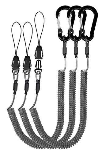 Lix&Rix Retractable Coiled Lanyards with Detachable Buckle | Quick Release Carabiner Clips - color: Black 3pcs