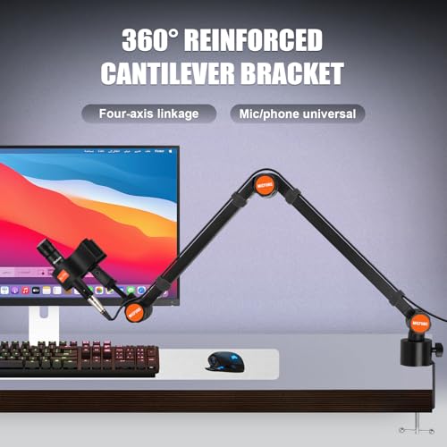 ST4 Microphone stand arm holder boom desk arm mic holder, with microphone upgraded clip, Suitable for 3kg microphone