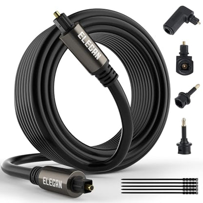 Optical Audio Cable 150 Ft Digital Audio Toslink Cable Cord-Fiber Optic-Gold Plated-Flexiable&Durable-for Home Theater,Sound Bar,PS4&Xbox-with 4 Right Angled and Mini Toslink Adapters+Ties - size: 150FT