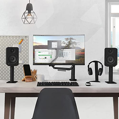 Kanto H1 Universal Headphone Stand - Black - Solid Steel Construction - Curved Silicone Resting Surface - color: Black, style: H1 Universal