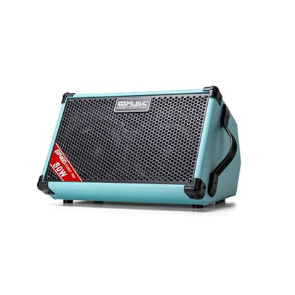 Coolmusic BP40D Powered Acoustic Guitar Amplifier- Portable Bluetooth Speaker 80W W/Battery with Reverb Chorus Delay Effect, 6 Inputs,3 Band EQ, Blue - color: Blue