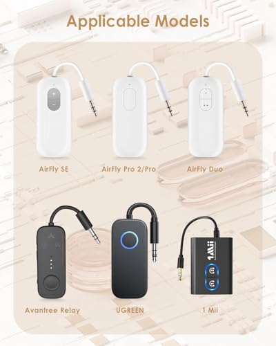 Hard Case for AirFly/Avantree Bluetooth Transmitter Receiver, with Adapter | for AirFly SE/Pro V2/Pro/Duo, Avantree Relay/1Mii, with 3.5mm Jack AUX Adapter, Airplane Travel/TV/Gym Carrying Case Bag - color: Upgrade Beige