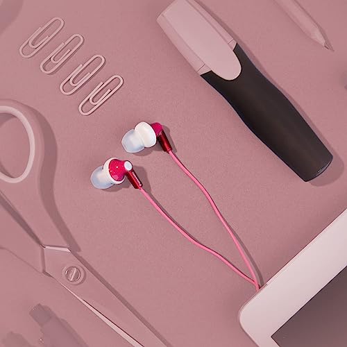 Panasonic ErgoFit Wired Earbuds, In-Ear Headphones With Dynamic Crystal-Clear Sound And Ergonomic Custom-Fit Earpieces (S/M/L), 3.5mm Jack For Phones And Laptops, No Mic - RP-HJE120-P (Pink) - color: Pink, style: No Mic