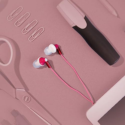 Panasonic ErgoFit Wired Earbuds, In-Ear Headphones With Dynamic Crystal-Clear Sound And Ergonomic Custom-Fit Earpieces (S/M/L), 3.5mm Jack For Phones And Laptops, No Mic - RP-HJE120-P (Pink) - color: Pink, style: No Mic