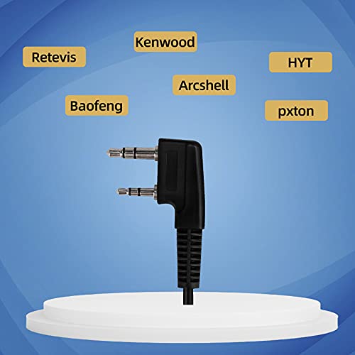 Retevis Walkie Talkie Earpiece with Mic, for RT22/RT68/RT21/H777/RT68H | Coil Tube, 2 Pin, Compatible with Pxton, Baofeng, Kenwood Two Way Radios, Radio earpiece(2 Pack)