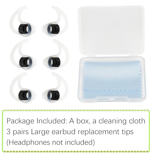 Silicone Earbud Tips Replacement Ear Bud Tips Compatible with Bose SoundSport Freestyle IE2 IE3 Headphone Ear Tips Rubber Tips Earbud Covers Large 3 Pairs - size: L