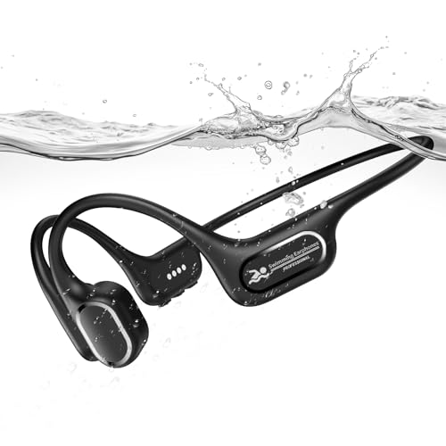 Fanisic Lap Swimming Headphones/Earbuds, Bluetooth 6.0 & MP3 with 32GB Memory IP68 Waterproof Bone Conduction Headphones, Underwater Open Ear Headphones-Black - color: Black