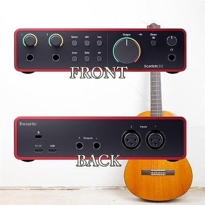 Focusrite Scarlett 2i2 4th Gen 2x2 USB Audio Interface Bundle with 2 H&A 6' XLR Cables