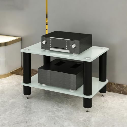 Glass HiFi Audio Rack, 1-4 Tier Vibration Isolation Stand - color: White, size: 2 tier