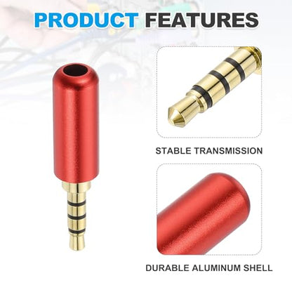 MECCANIXITY 2Pcs 3.5mm Replacement Repair Plug Jack 4 Pole Red - color: Red