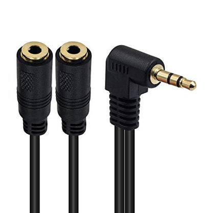Poyiccot Headphone Splitter, 3.5mm Audio Y Cable Male to Dual Female Adapter, 90 Degree Dual 3.5mm Headphone Splitter for PS4, PS5, Xbox, PC Gaming Headsets, Phone, Tablet, Laptop