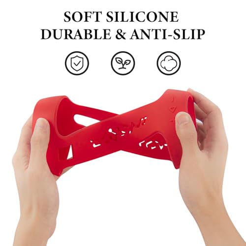 Geekria Silicone Carrying Case Compatible with JBL Pulse 4 Speaker, RGB Light Visible Protective Cover with Shoulder Strap & Carabiner, Shockproof Anti-Slip Outdoor Travel Sleeve (Red) - color: Red