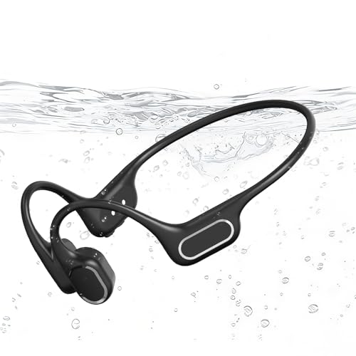 Fanisic Lap Swimming Headphones/Earbuds, Bluetooth 6.0 & MP3 with 32GB Memory IP68 Waterproof Bone Conduction Headphones, Underwater Open Ear Headphones-PureBlack - color: PureBlack