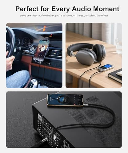 3.5mm Male to Male Audio Cable, 1M Nylon Braided Aux Cord with Gold-Plated Connectors & Aluminum Shell, Hi-Res Stereo Sound, Tangle-Free, for Car, Phone, Speaker, Headphones, Laptop - style: 3.5m-3.5m-AAC-1M