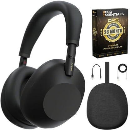 Sony WH-1000XM6/B Best Wireless Noise Canceling Headphones, Black Bundle with Deco Essentials Exclusive CPS 26 Month Protection Pack | Official USA Partner Model - color: Sable