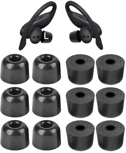 Memory Foam Tips Compatible with Powerbeats Pro Replacement Ear Tips, Perfect Noise Cancellation, Fit in Case, Foam Tips 6 Pairs, Black, Large Size (515BL) - size: Large