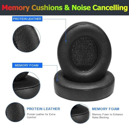 Beats Studio 3 Ear Pads, BUTIAO Replacement Protein Leather Earpads Memory Foam Ear Cushion Cups Repair Parts for Beats Studio 3 Studio 2 Wireless Wired Headphones by Dr.Dre (Black) - color: Black