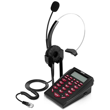 AGPTEK Corded Telephone with Headset & Dialpad | for House Call Center Office - Noise Cancellation