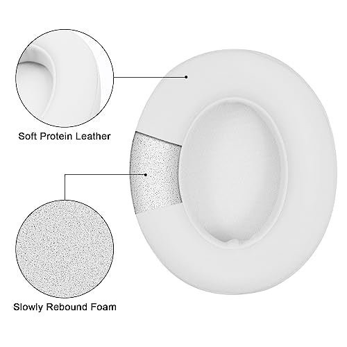 Replacement Ear Pads Cushions Compatible with Beats Studio 3.0/2.0, Headphone Ear Covers with High Density Memory Foam, Soft Leather, Adaptive Beats Noise Cancelling Headphones Replacement Earpads - color: White