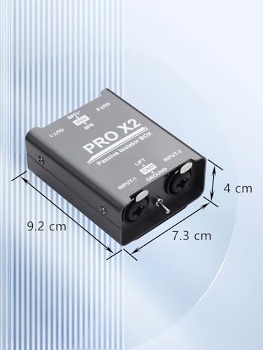GINTOOYUN Pro Passive Stereo Direct Connection Box 2-Channel Audio Isolator, Audio Current Sound Eliminator, 6.5 Permo Alloy Isolator, Mixing Console, live Broadcast