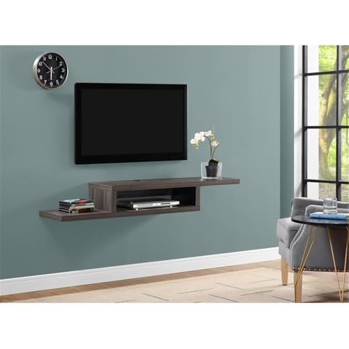 Asymmetrical Wall Mounted Wood TV Console Entertainment Center 60-inch Gray - color: Grey, size: 60"