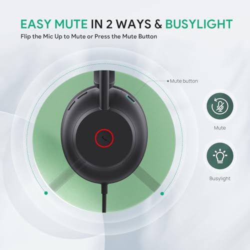 Yealink UH35 Wired Headset,USB-A,AI Noise Canceling Mic,Call Control,On-Ear | Teams/Zoom Certified, Dual-Ear Headphones, Plug & Play for PC/Laptop/IP Phone,Easy Mute, Busylight,Home Office Online Meeting - color: USB-A (Teams), size: Dual-Ear