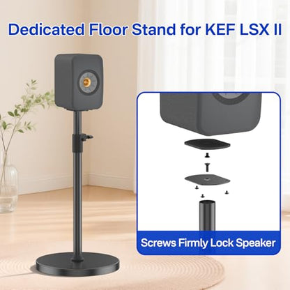 Adjustable Height Speaker Stands Pair for KEF LSX II Speaker Stand with Cable Management - Heavy Duty Surround Sound Speaker Stand for KEF LSX II Floor Stand Hold Up to 30LBS to Immersive Sound