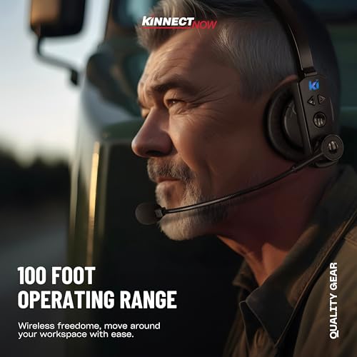 Kinnect Edge Bluetooth Wireless Headset with Microphone – Ideal for Remote Work, Long Battery Life, Noise-Canceling, Comfortable Fit, Compatible with iOS & Android