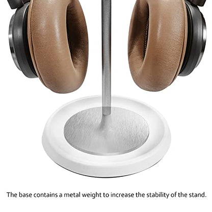 Headphone Stand, Curved Headset Stand with Storage Tray, Heavy Base Gaming Headset Holder for AirPods Max, AirPods, AirPods Pro, Beats, Bose, Sennheiser, Sony and More (White) - color: White