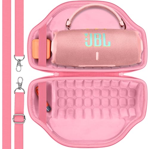 co2CREA Case for JBL Charge 6 Portable Bluetooth Speaker, Pink | High-Density Foam Padding, Reinforced Handle, Detachable Shoulder Strap, Compact Lightweight Design, Dust Protection - color: Pink Case