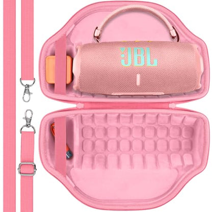 co2CREA Case for JBL Charge 6 Portable Bluetooth Speaker, Pink | High-Density Foam Padding, Reinforced Handle, Detachable Shoulder Strap, Compact Lightweight Design, Dust Protection - color: Pink Case