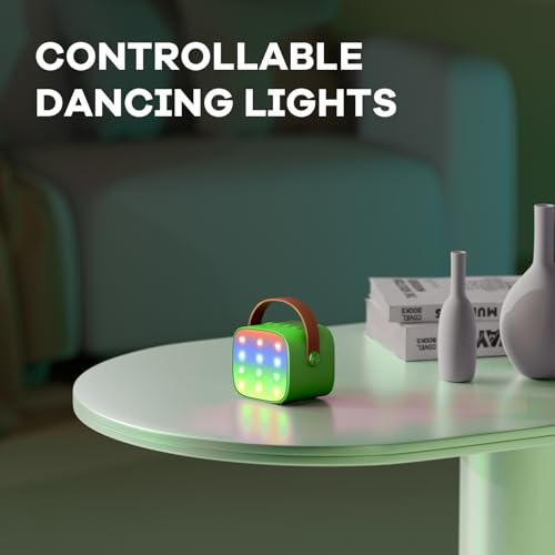 YLL Mini Karaoke Machine for Kids Adults, Portable Bluetooth Speaker with 2 Wireless Microphones, Birthday Gifts Toys for Girls Boys Ages 3, 4, 5, 6, 7, 8, 9,10,11,12+ Years Old Toddler (Green) | Portable Bluetooth Mini Speaker with 2 Wireless Microphones
